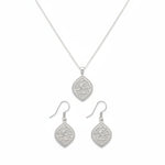 925 Sterling Silver Red Stone CZ Necklace and Stud Earrings