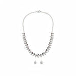 925 Sterling Silver Red Stone Floral Necklace and Earrings