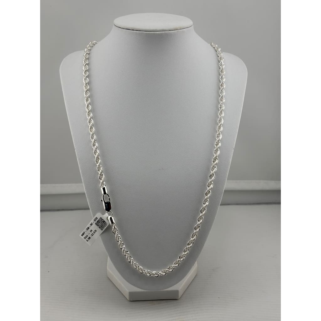 925 Sterling Silver Rope Chain Necklace – Diamond Cut