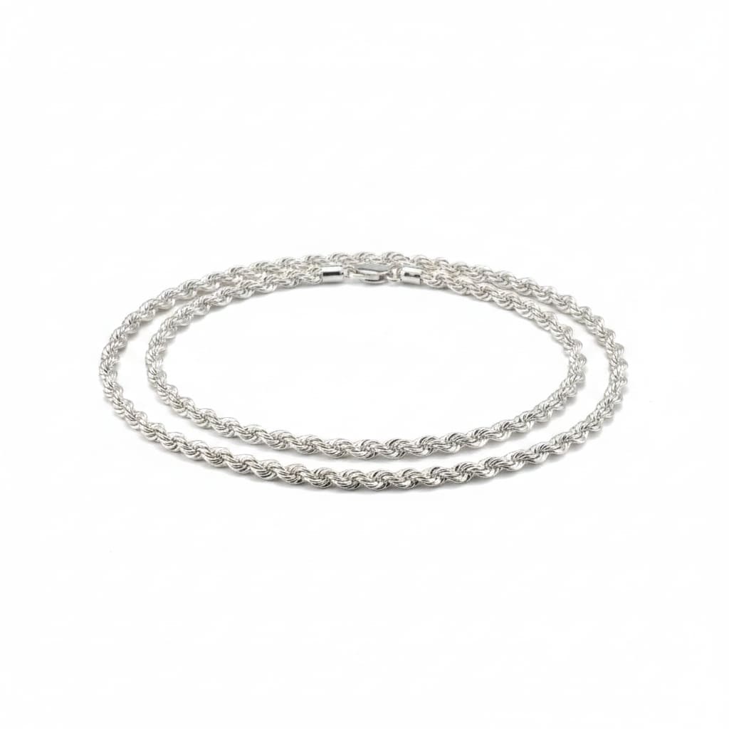 925 Sterling Silver Rope Chain Necklace – Diamond Cut
