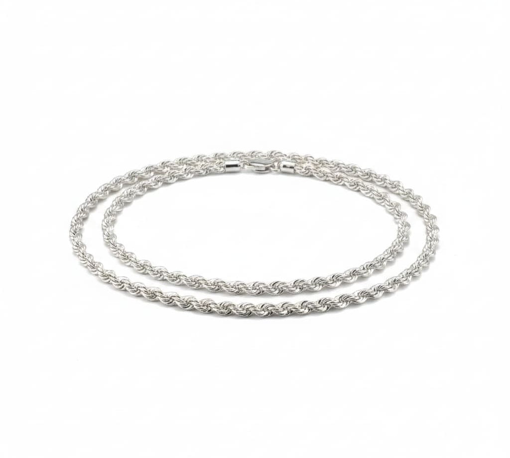 925 Sterling Silver Rope Chain Necklace – Diamond Cut