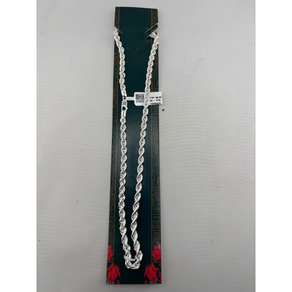 925 Sterling Silver Rope Chain Necklace – Twisted Design