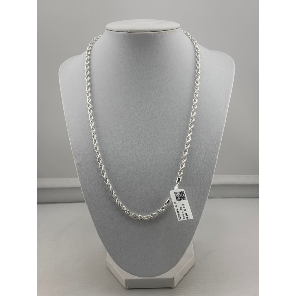 925 Sterling Silver Rope Chain Necklace – Twisted Design