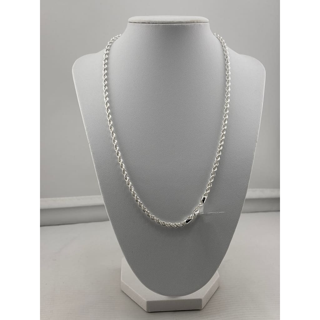 925 Sterling Silver Rope Chain Necklace – Twisted Design