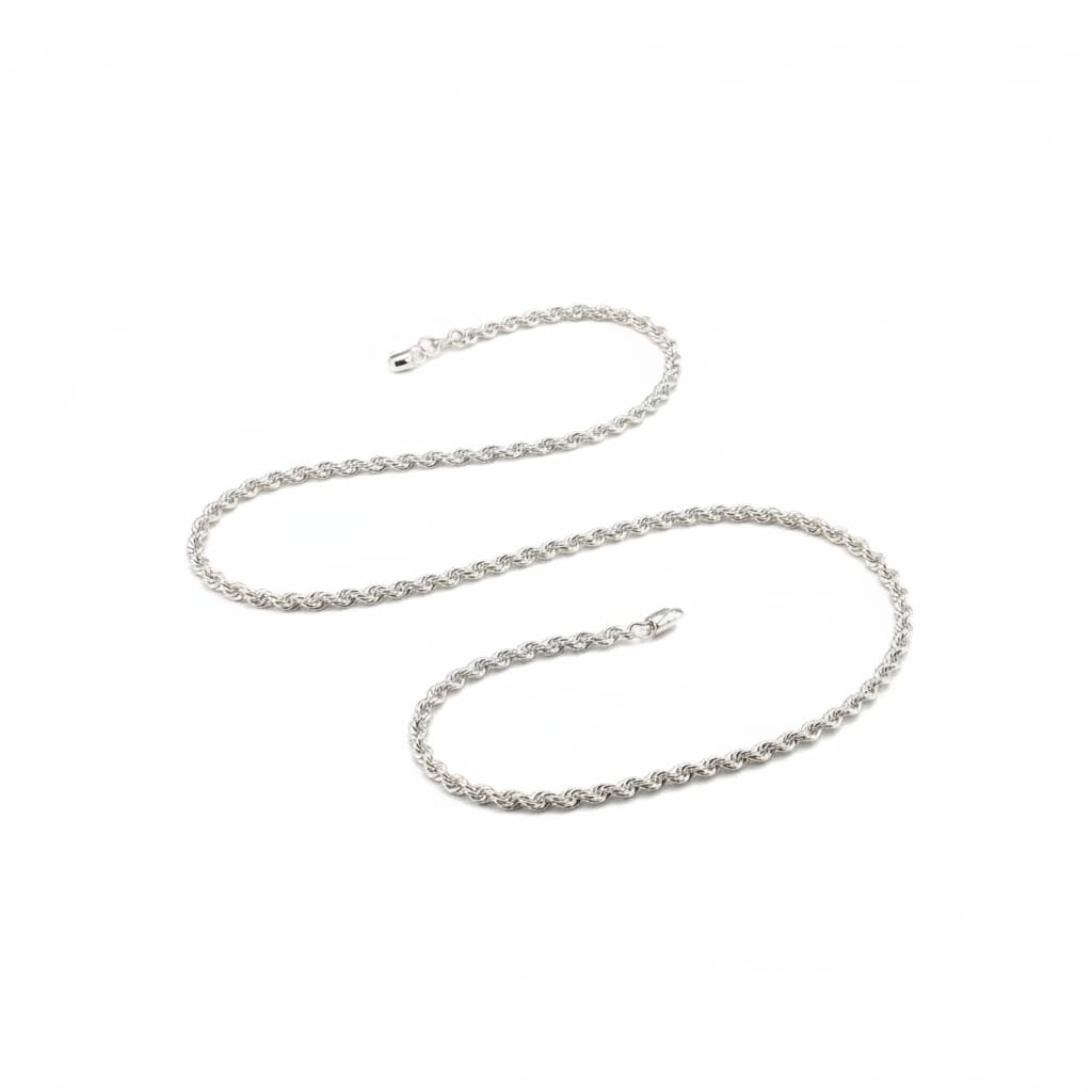 925 Sterling Silver Rope Chain Necklace – Twisted Design