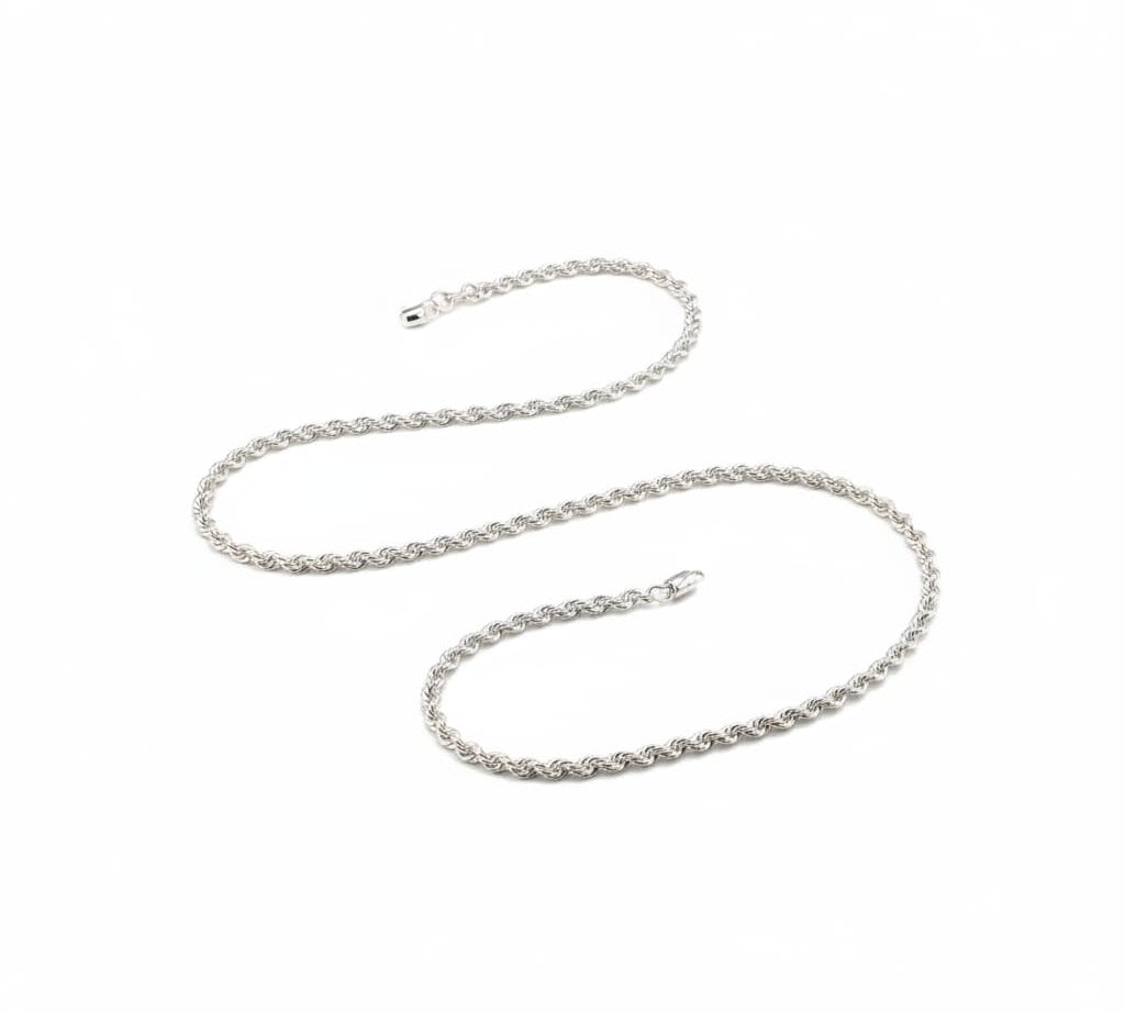 925 Sterling Silver Rope Chain Necklace – Twisted Design