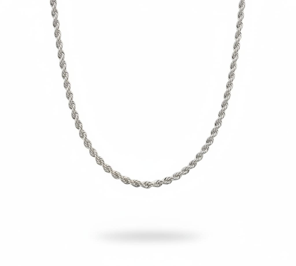 925 Sterling Silver Rope Chain Necklace – Twisted Design
