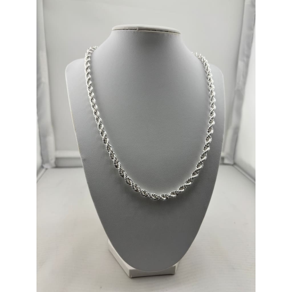 925 Sterling Silver Rope Chain Necklace – Twisted Design