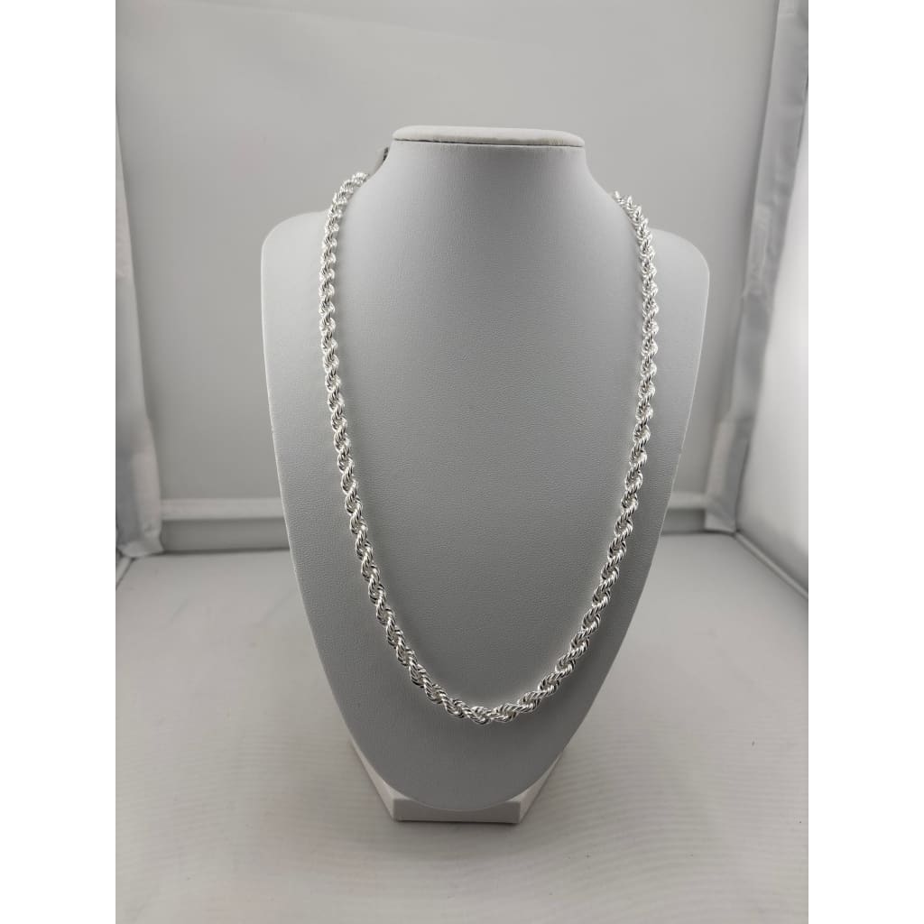 925 Sterling Silver Rope Chain Necklace – Twisted Design