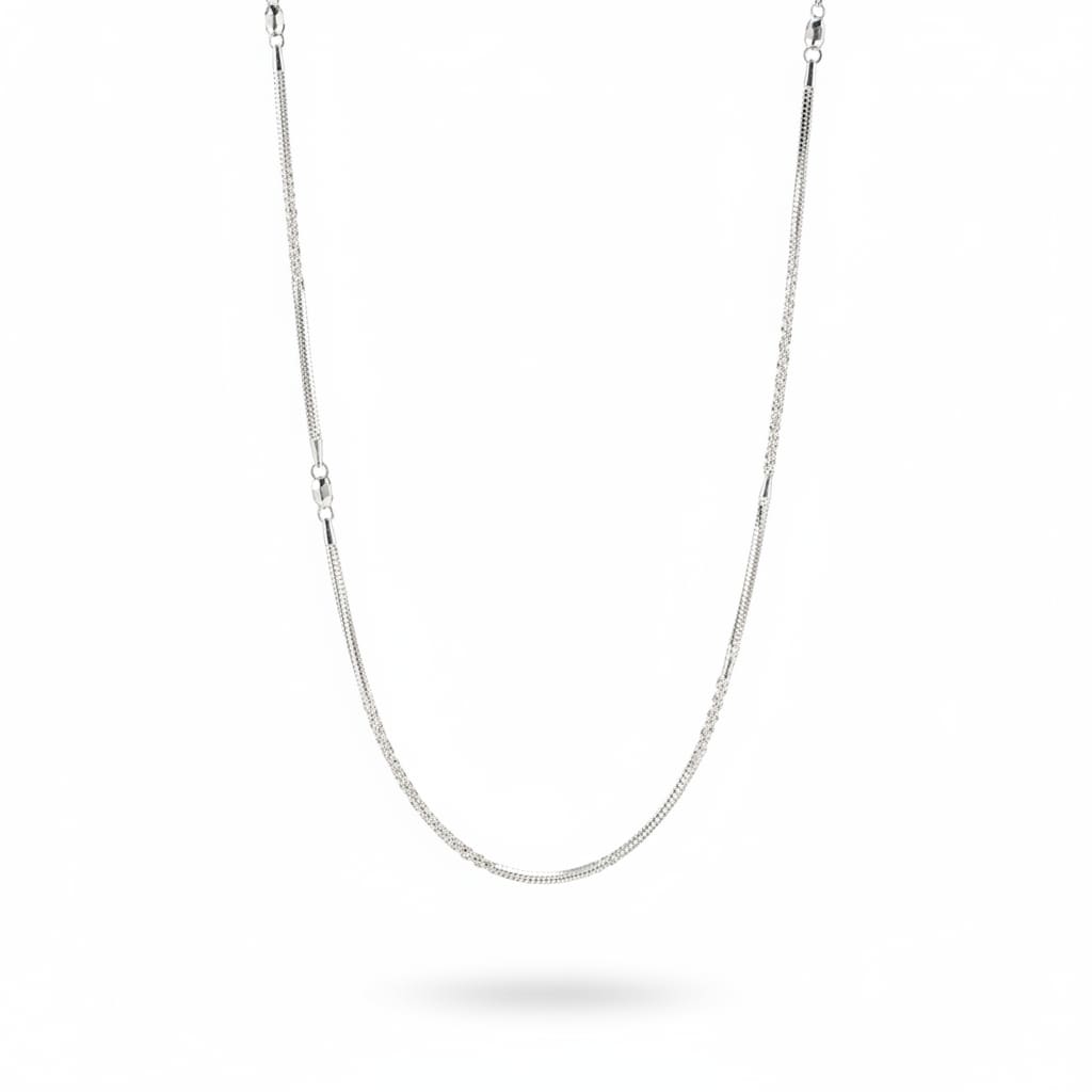 925 Sterling Silver Round Box Chain Necklace – Micro Square