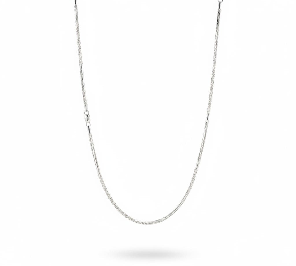 925 Sterling Silver Round Box Chain Necklace – Micro Square
