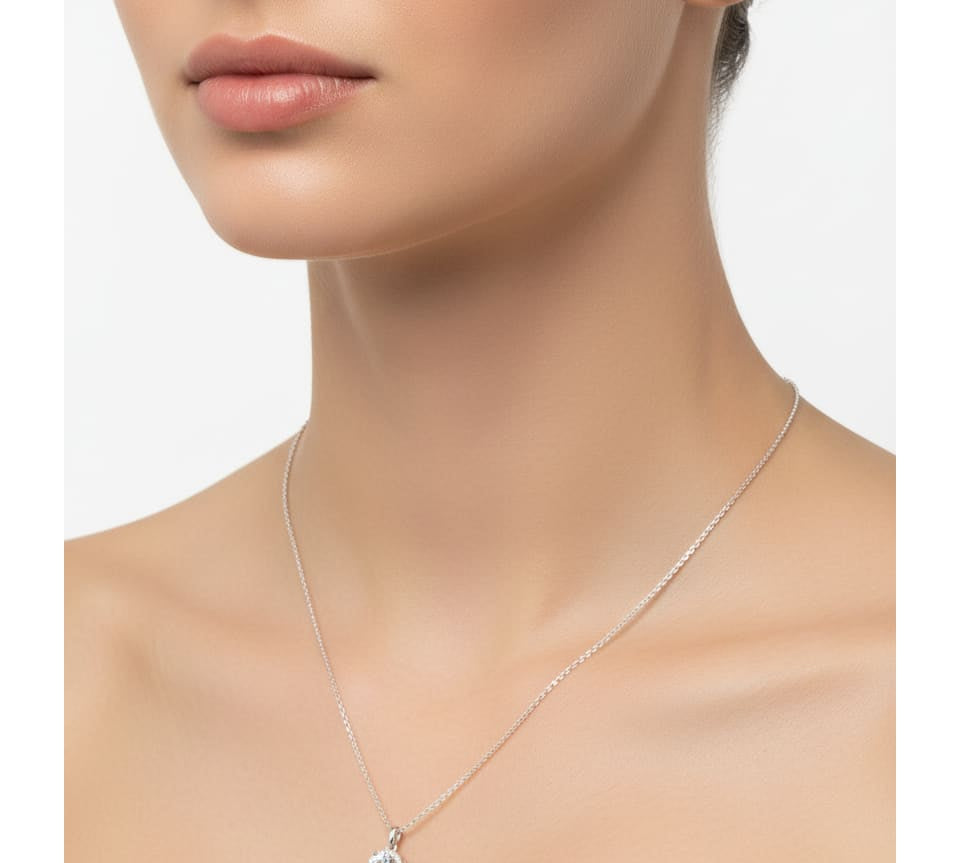 925 Sterling Silver Round Halo CZ Pendant and Earrings Set