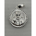 Round Sai Baba sterling silver pendant close-up
