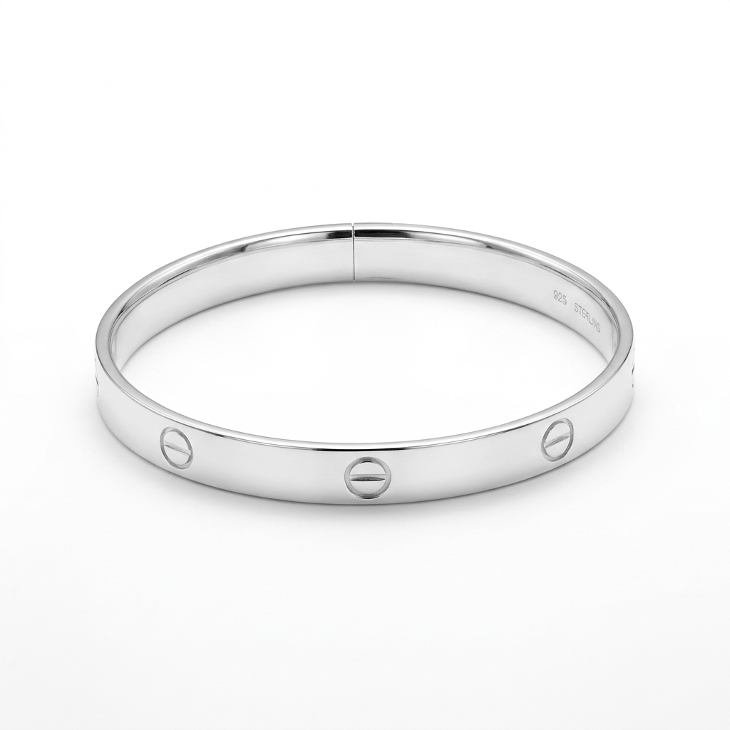 925 Sterling Silver Screw Motif Bangle/Kada – view 2