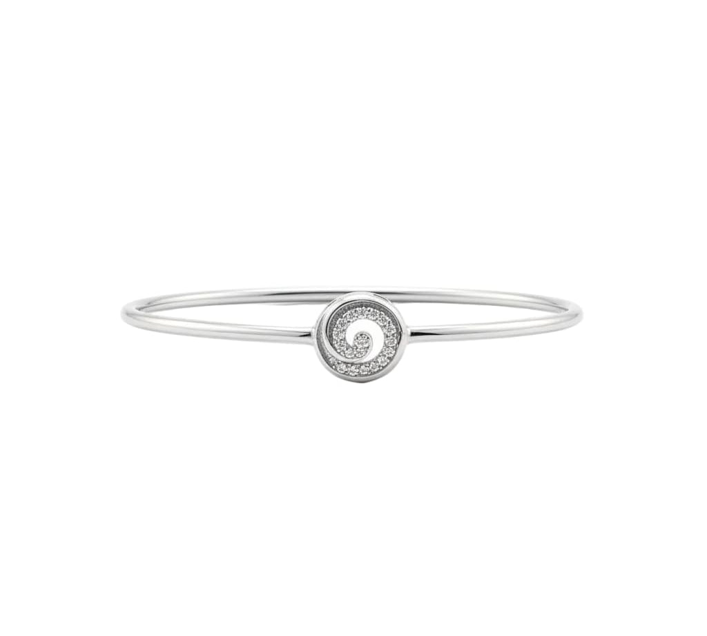 925 Sterling Silver Spiral CZ Bracelet | 6g
