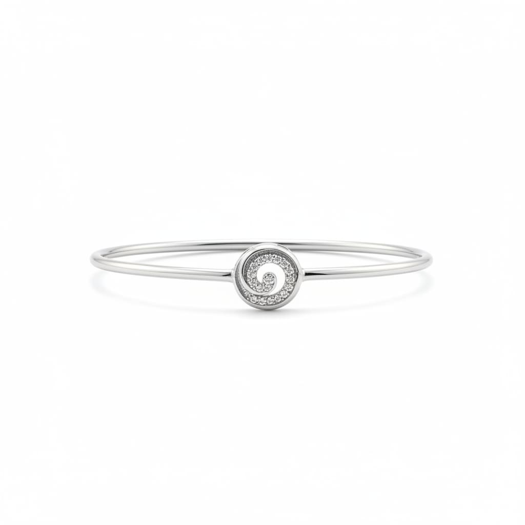 925 Sterling Silver Spiral CZ Bracelet | 6g