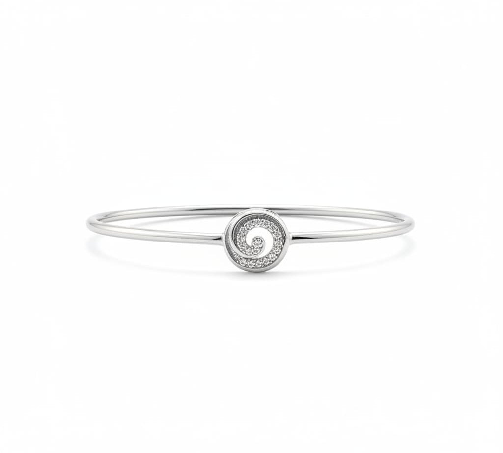 925 Sterling Silver Spiral CZ Bracelet | 6g