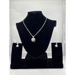 925 Sterling Silver Spiral CZ Necklace and Drop Earrings