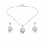925 Sterling Silver Spiral CZ Necklace and Drop Earrings