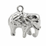 925 sterling silver standing elephant pendant centred on a pure white background