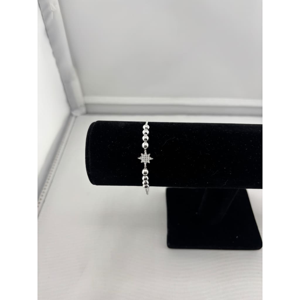 925 Sterling Silver Star CZ Adjustable Bracelet | 5g