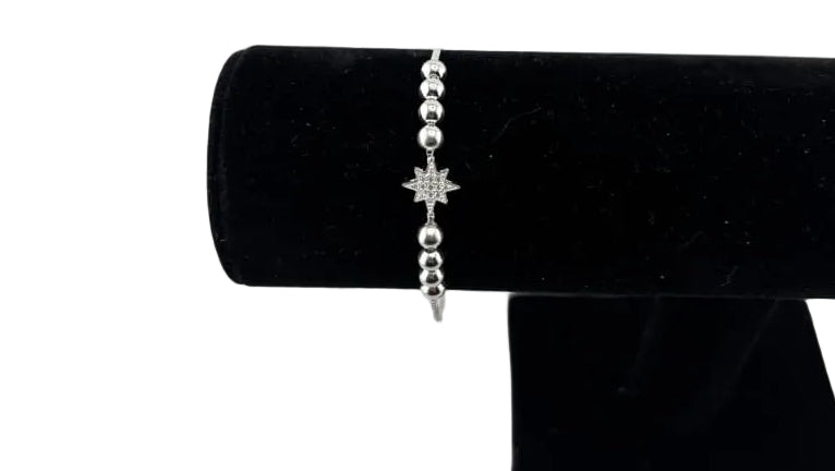 925 Sterling Silver Star CZ Adjustable Bracelet | 5g