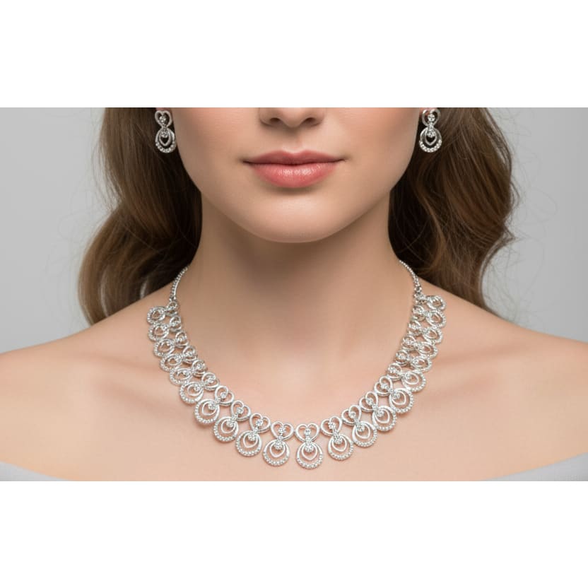 925 Sterling Silver Statement Circle Link Necklace