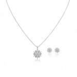 925 Sterling Silver Sunburst CZ Pendant and Earrings Set