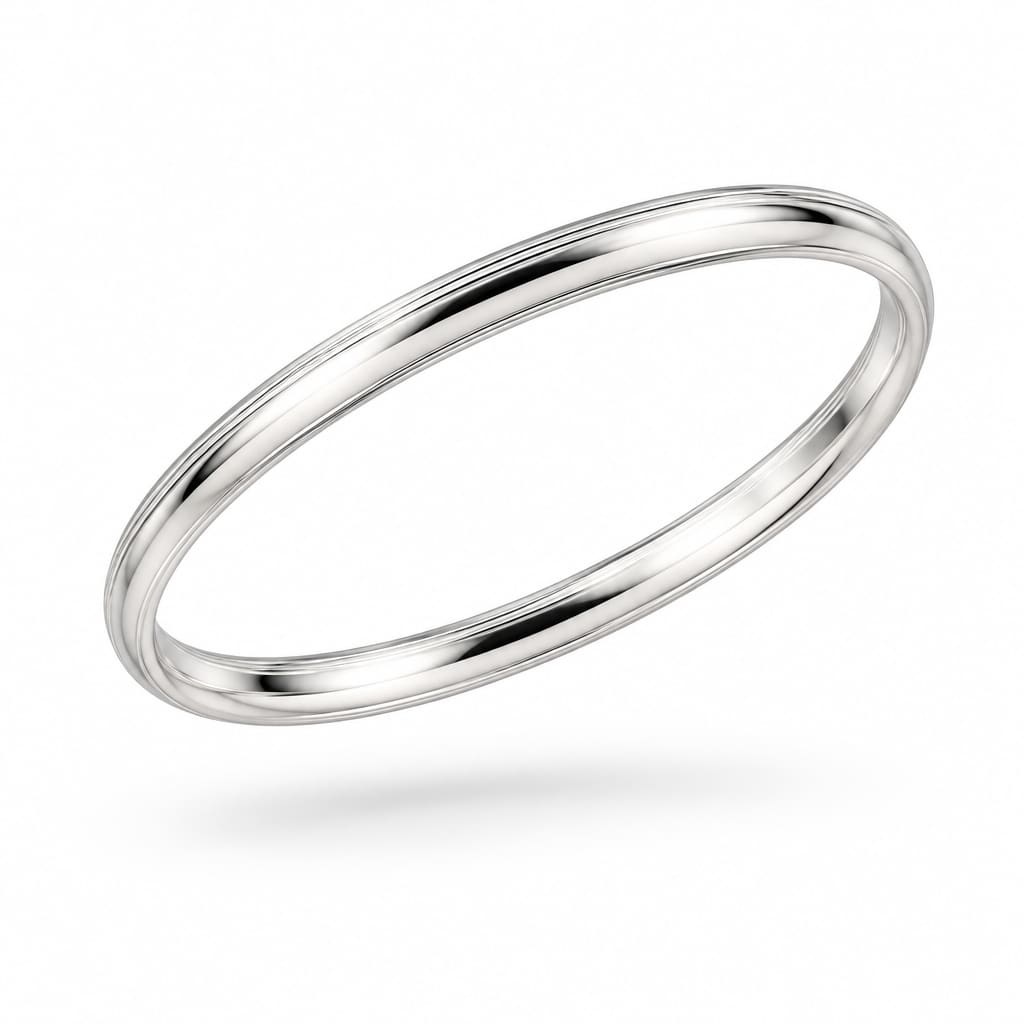 925 Sterling Silver Thin Domed Grooved Bangle/Kada