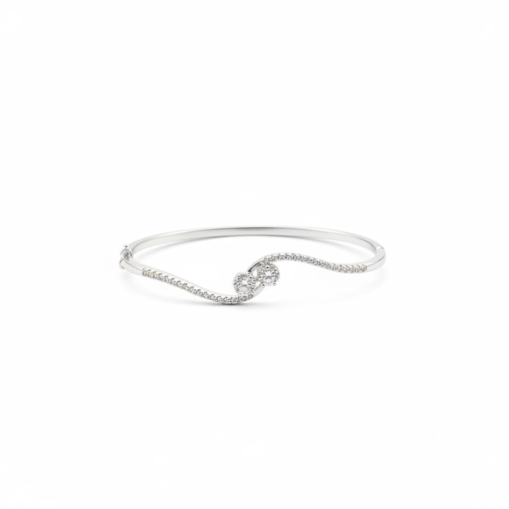 925 Sterling Silver Twist Knot CZ Women’s Bracelet | 9g