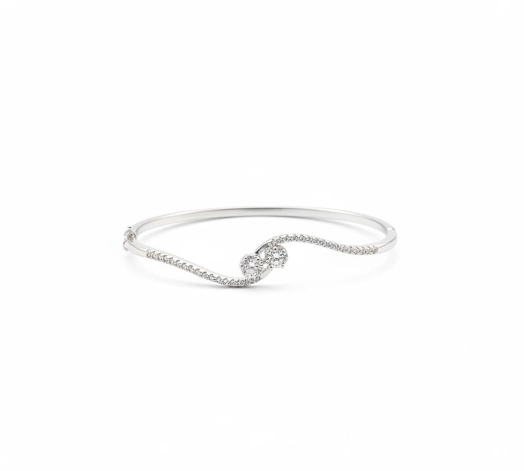 925 Sterling Silver Twist Knot CZ Women’s Bracelet | 9g