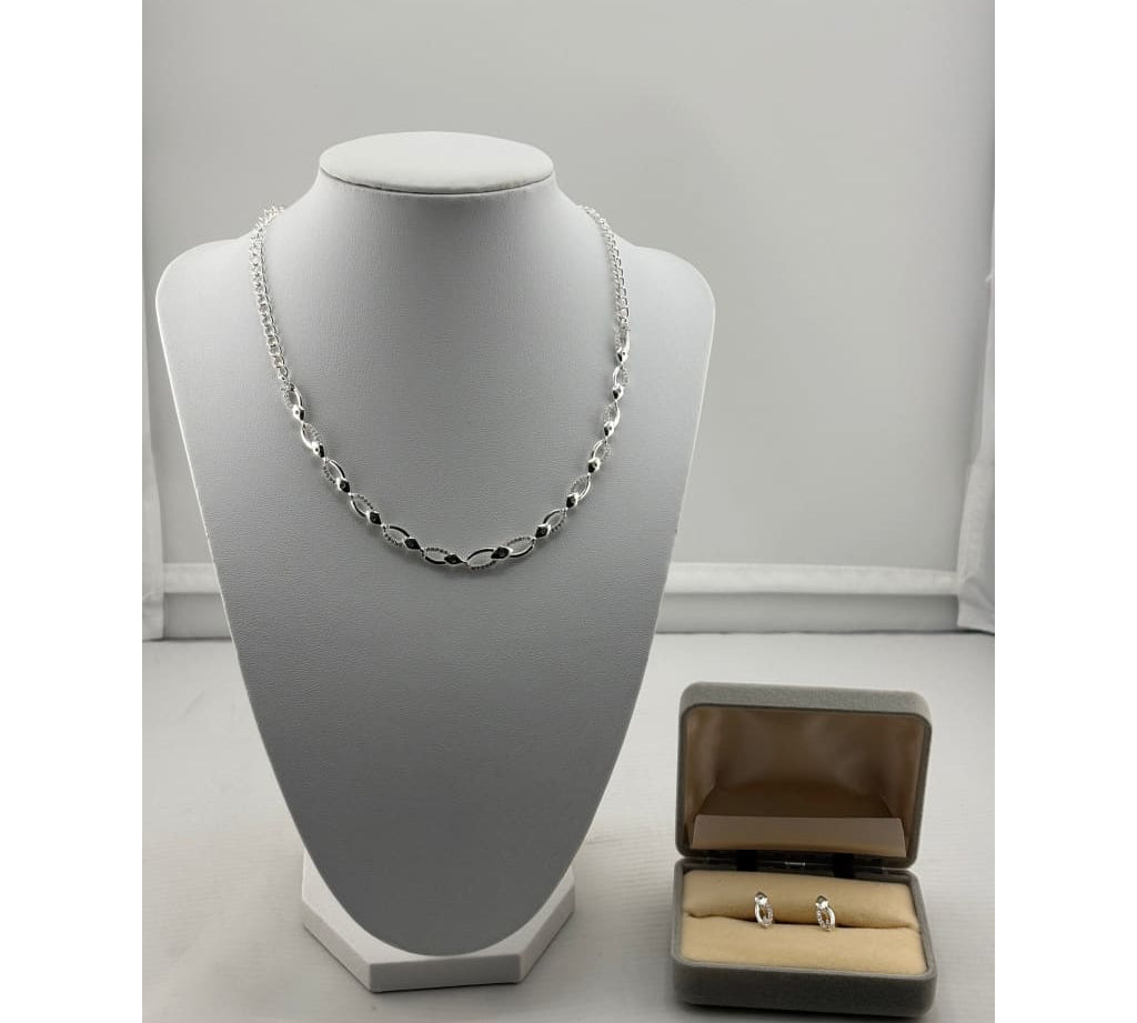 925 Sterling Silver Twisted CZ Necklace and Earrings Set