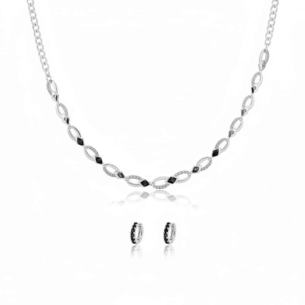 925 Sterling Silver Twisted CZ Necklace and Earrings Set