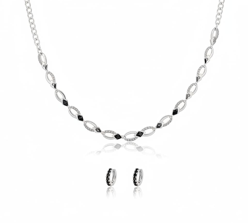 925 Sterling Silver Twisted CZ Necklace and Earrings Set