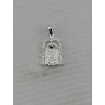 Original front view of a silver-tone Tirupati Balaji pendant with an arched stone-set temple frame