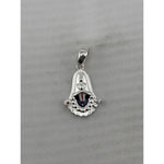 Original front view of a silver-tone Tirupati Balaji face pendant with black, white, and red details