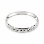 925 Silver Wheat Leaf Etched Bangle/Kada (Thick Band) – view 4