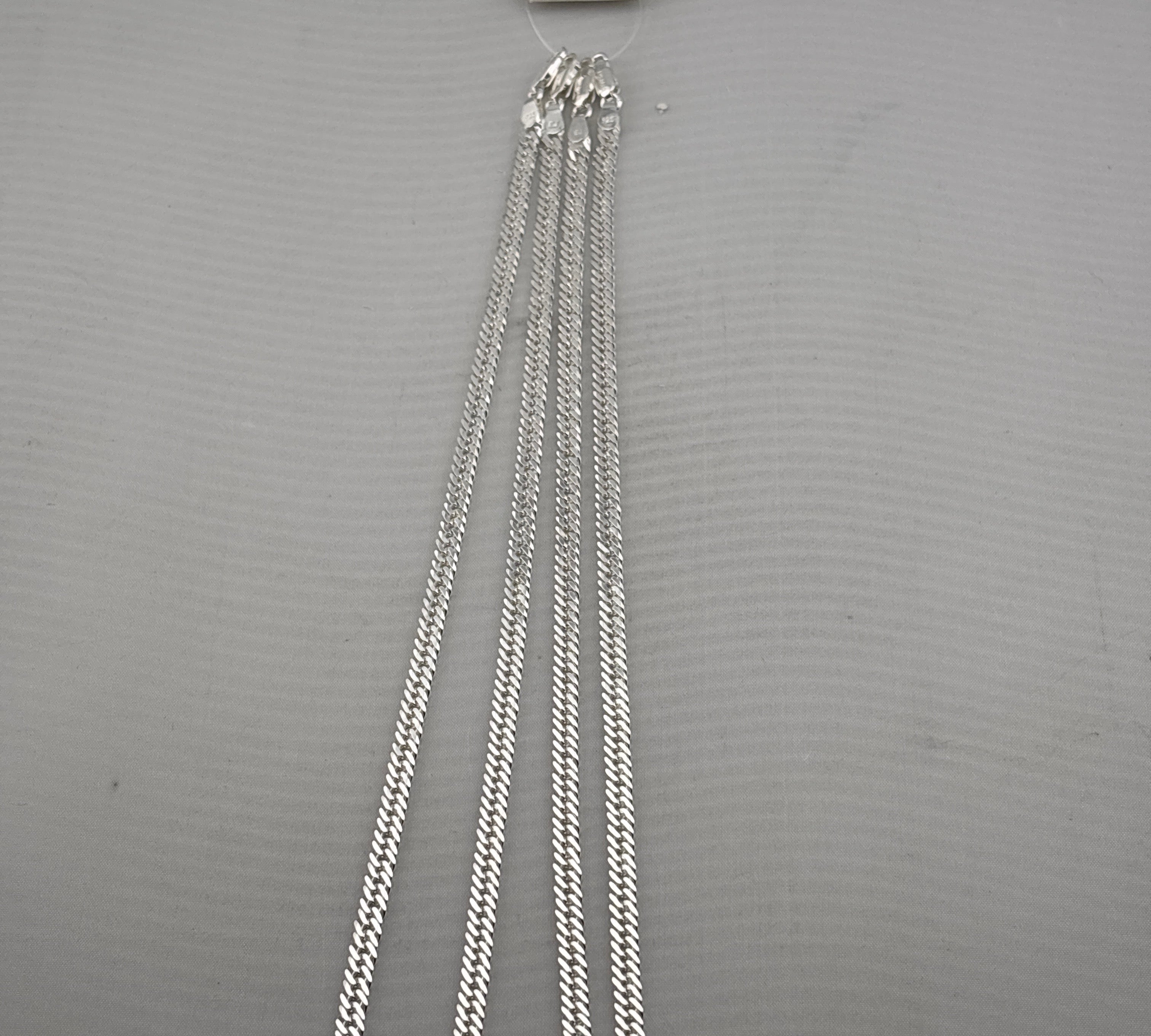 Silver Japanese Curb Link Bracelet 925 – Flat Chain