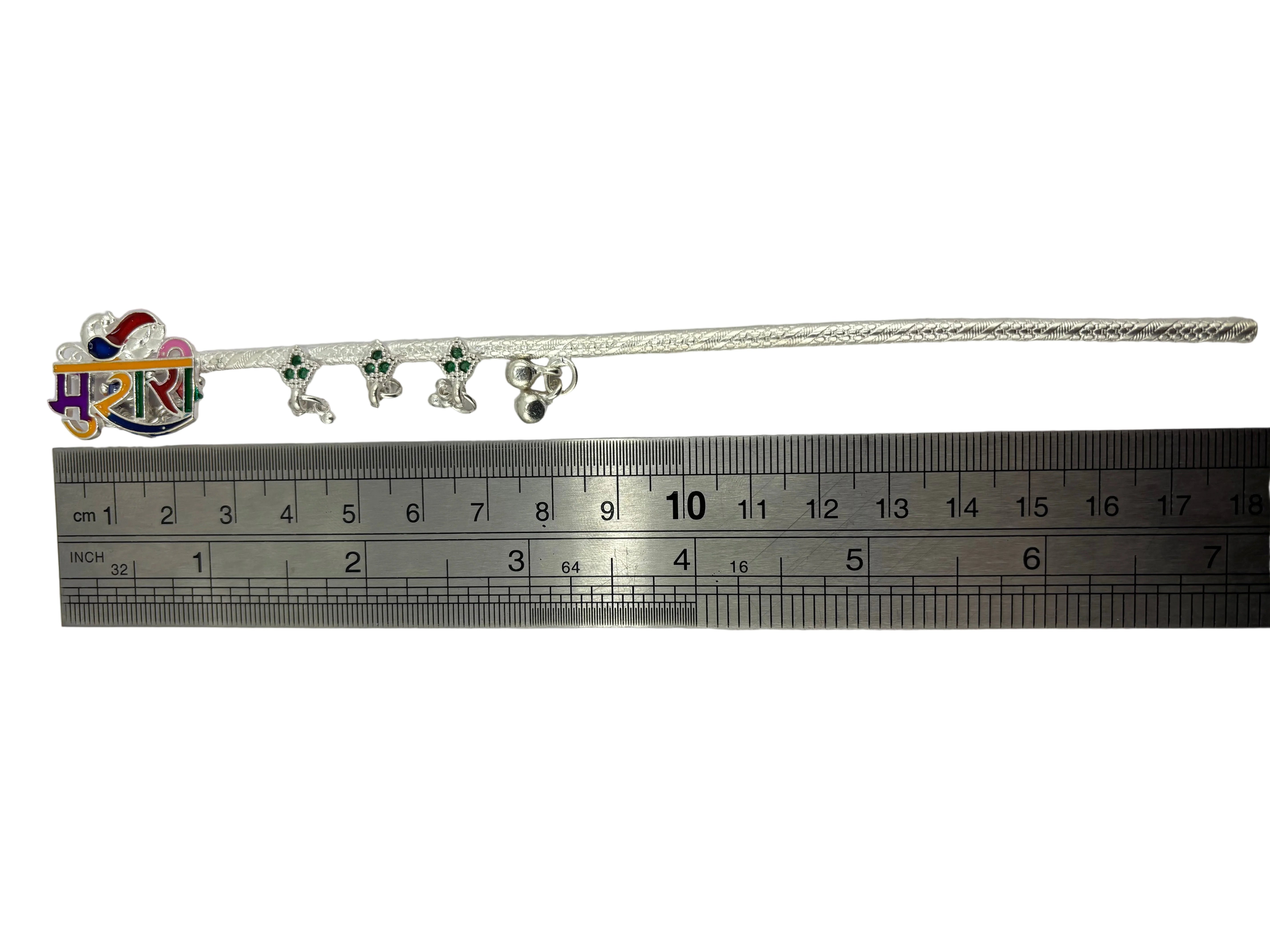 Silver Krishna Basuri Extra Large Pooja Piece (18cm) – view 7