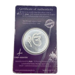 Ik Onkar reverse and certificate of 10g 999 fine silver Guru Nanak coin