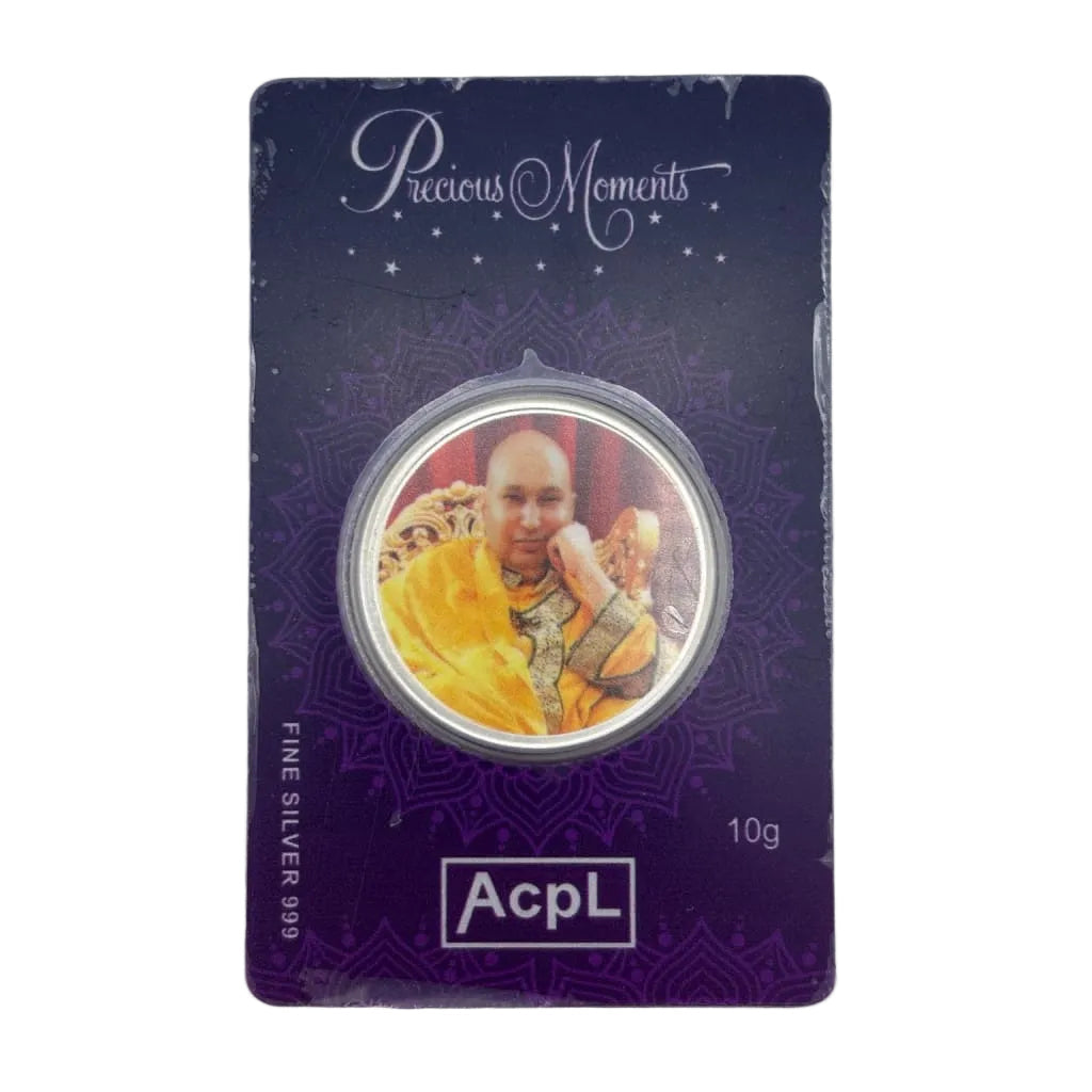 10g 999 fine silver Guruji blessing coin in original packaging