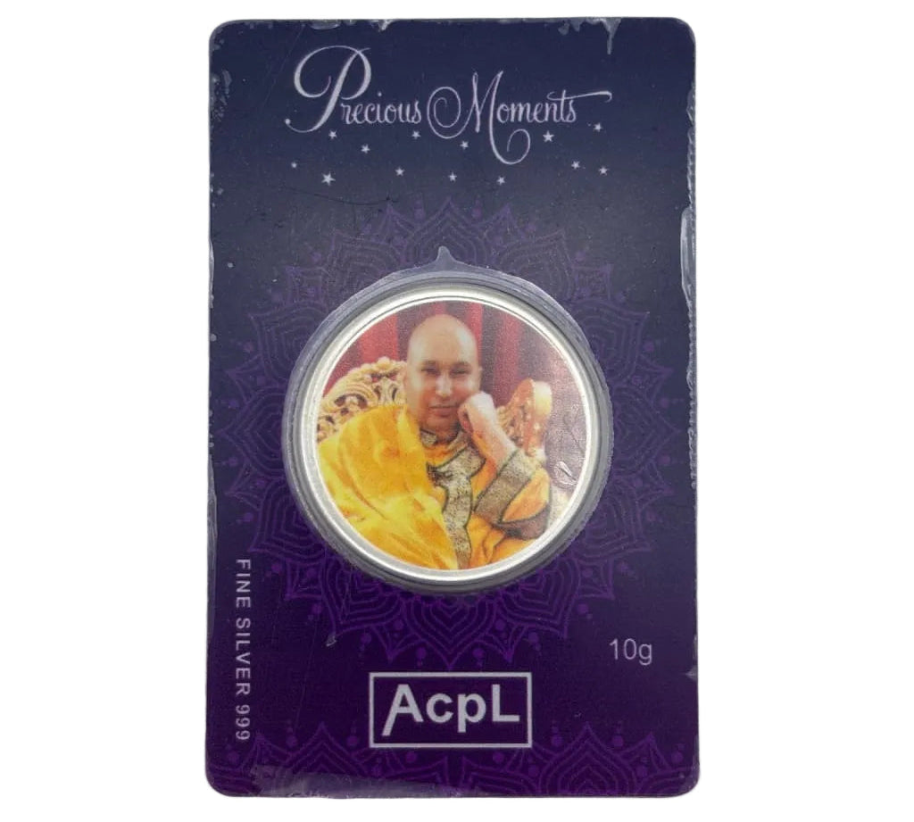 10g 999 fine silver Guruji blessing coin in original packaging
