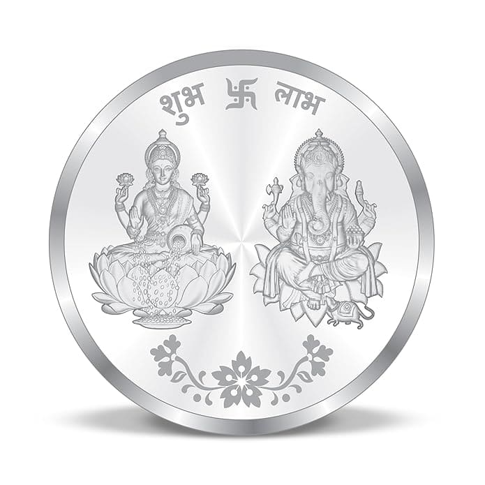 999 Fine Silver Lakshmi Ganesha Coin with Om – 10g - Coin