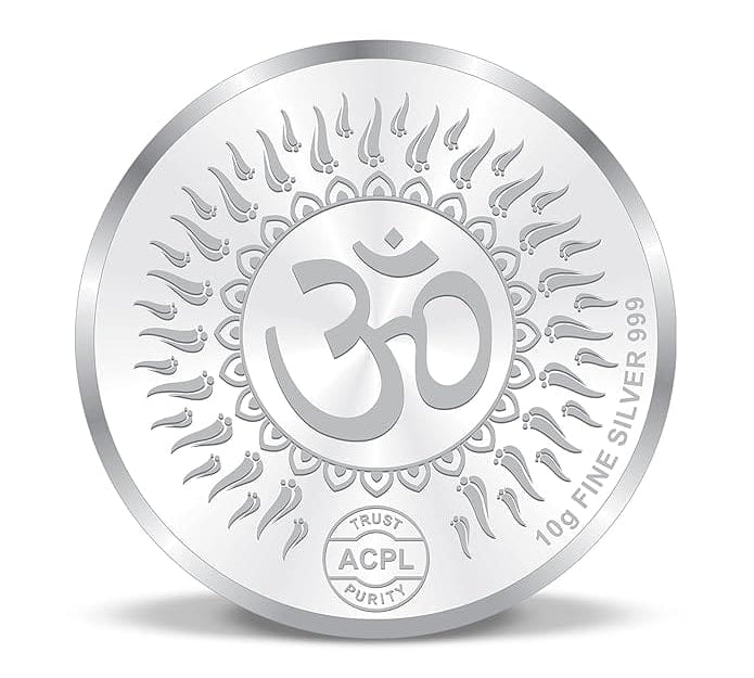 999 Fine Silver Lakshmi Ganesha Coin with Om – 10g - Coin