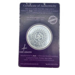 Certificate and Om reverse of 10g 999 fine silver Lakshmi and Ganesha coin