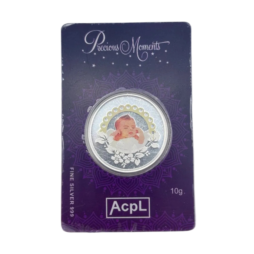 10g 999 fine silver newborn baby coin in original packaging