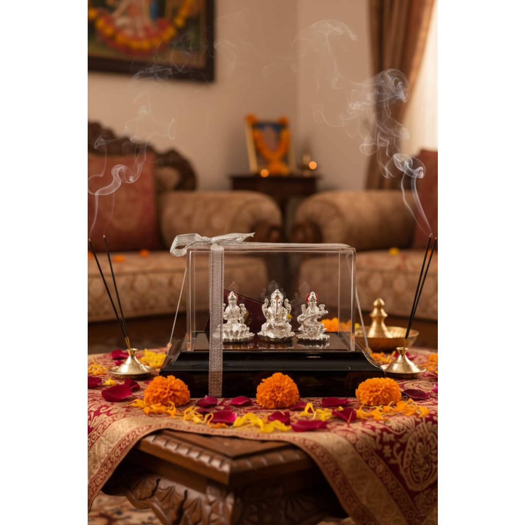 999 Pure Silver Ganesh, Lakshmi & Saraswathi Idol 17.75 gm