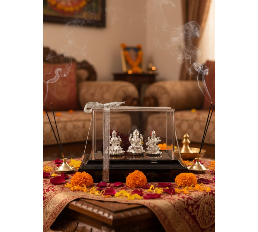 999 Pure Silver Ganesh, Lakshmi & Saraswathi Idol 17.75 gm
