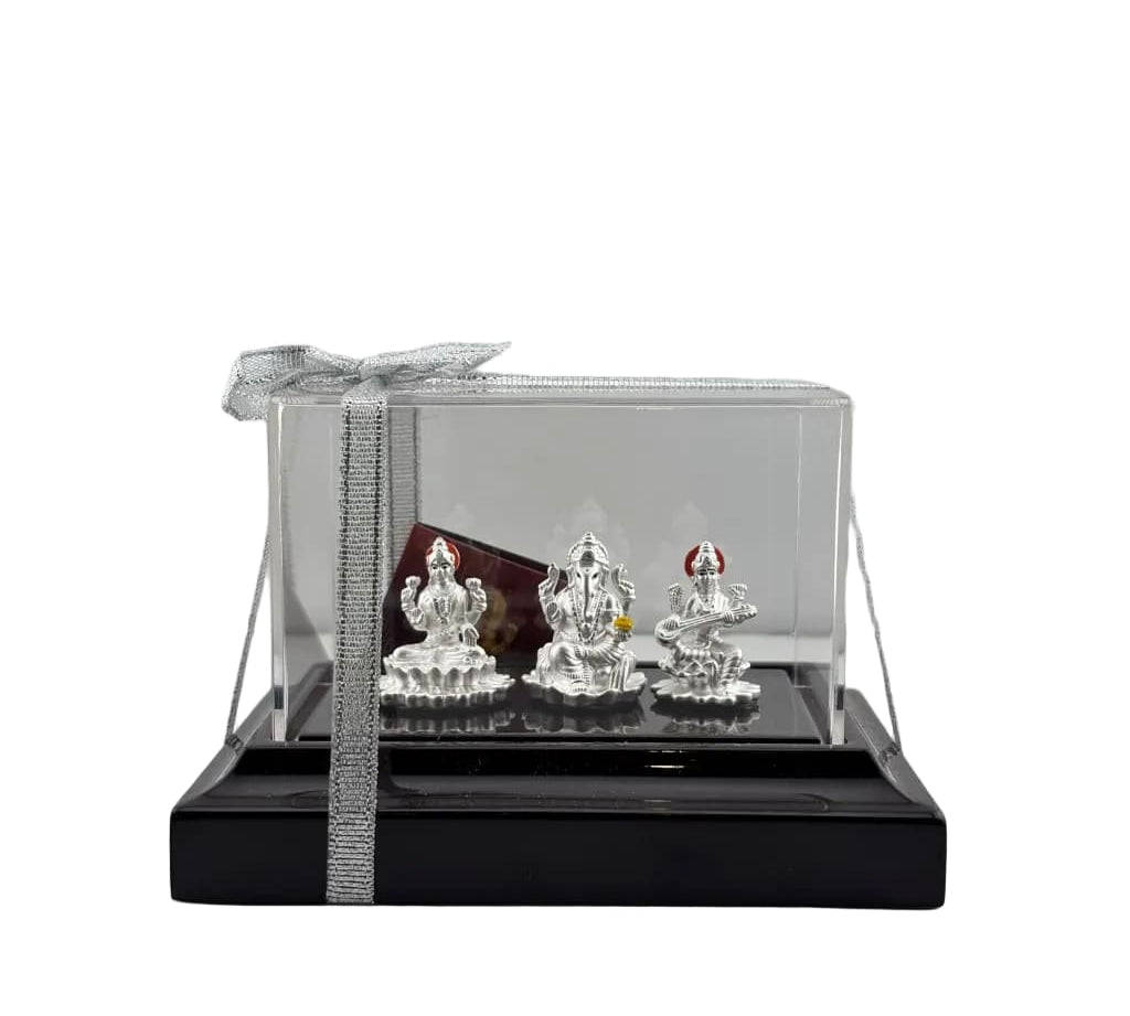 999 Pure Silver Ganesh Lakshmi & Saraswathi Idol