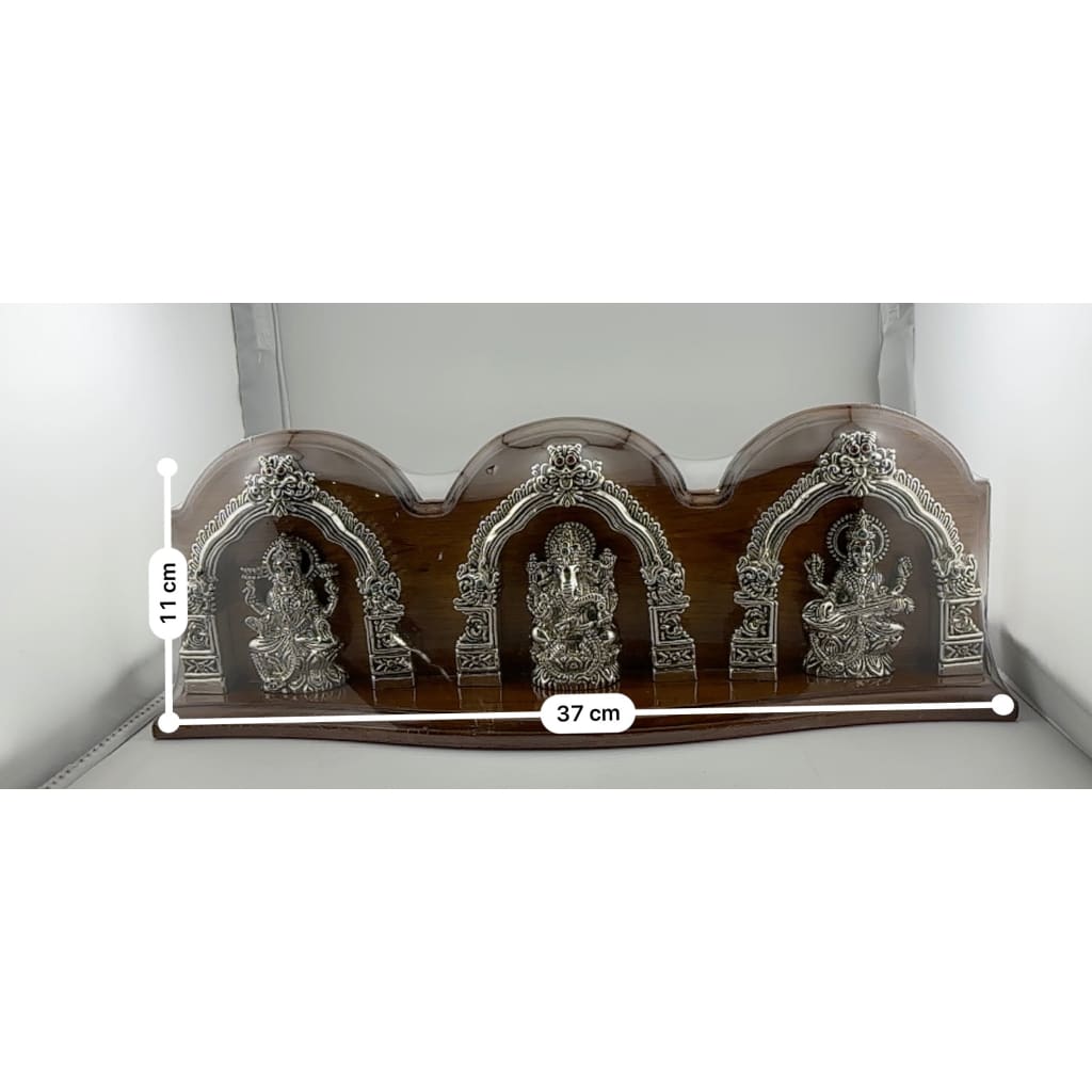 999 Pure Silver Ganesh, Lakshmi & Saraswati Idol 155gm – Divine Trio Murti for Diwali & Temple
